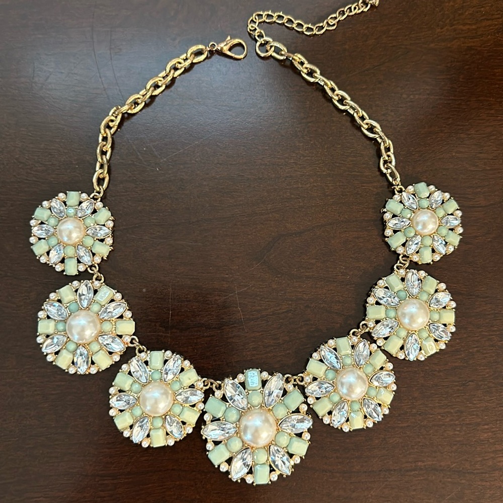 Women’s Gold, Pearl, Jade, and Crystal Necklace